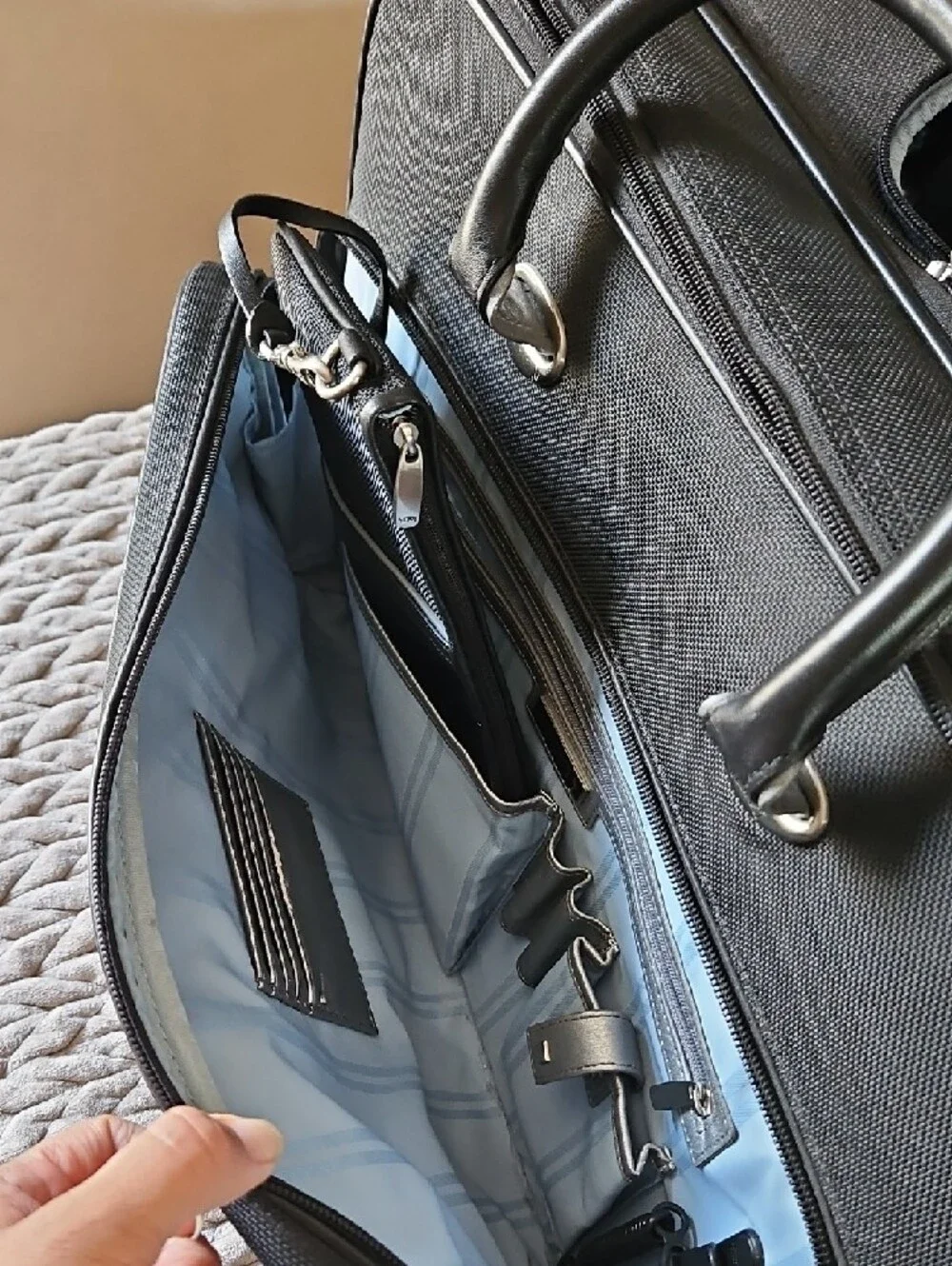 Tumi Black Laptop Briefcase with Silver Trim